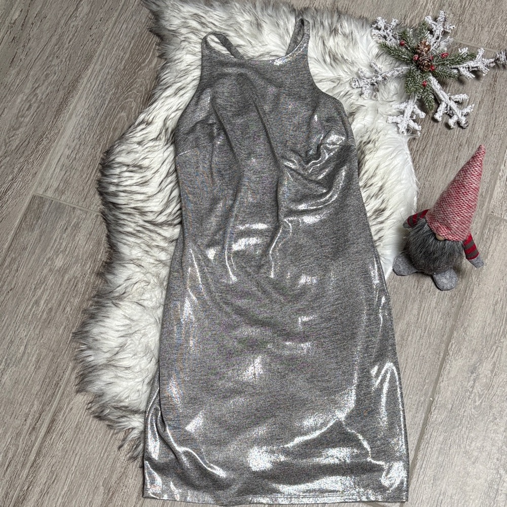 White House/Black Market Shimmering Silver Dress